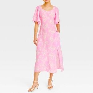 A New Day Flutter Crepe Short Sleeve Midi Dress